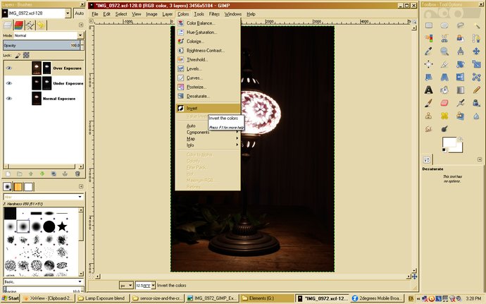 Invert layer mask of overexposed layer