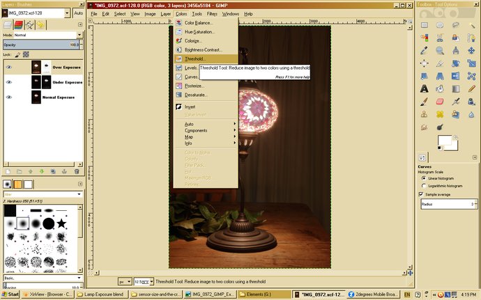 Applying threshold to overexposed layer