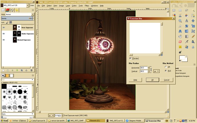Adding Gaussian blur to overexposed layer