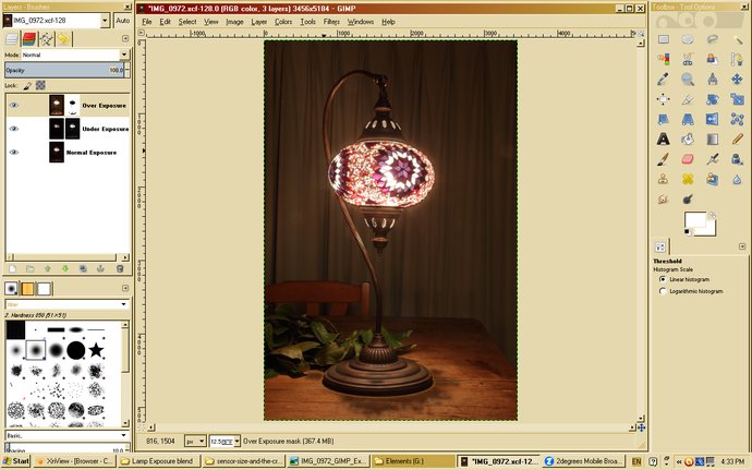 Undesirable darkening on the table around the lamp base